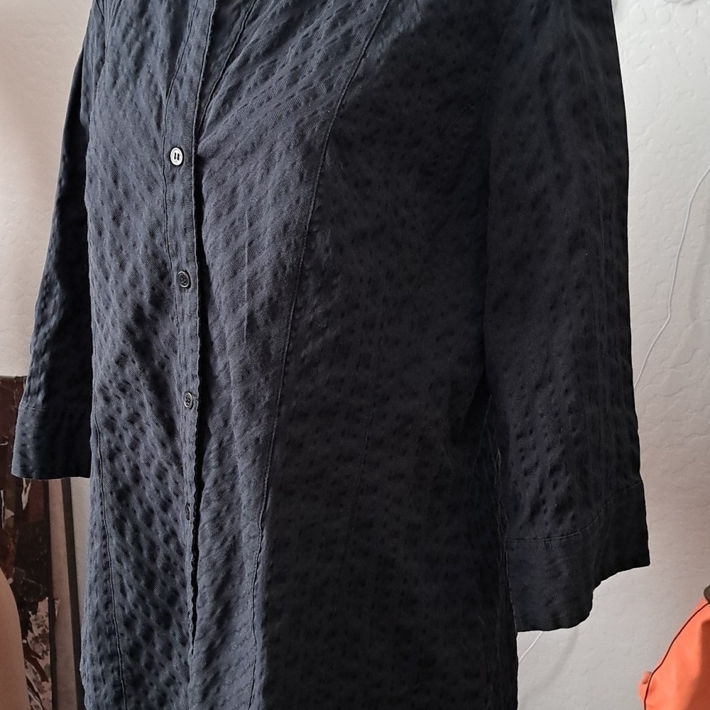 Style & Co Women's  Medium Solid Black Button Down Blouse Size 16 - Picture 4 of 10